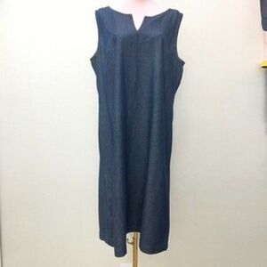 Vintage Elisabeth by Liz Claiborne Sleeveless Denim Blue Shift Dress Womens 14